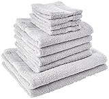 DREAMSCENE Luxus 100% ägyptische Baumwolle 10-teiliges Badezimmer Handtuch Bale Face Bath Hand Geschenk Set, Silber grau