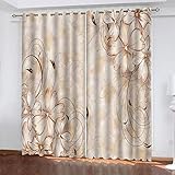 SATUSA Gardinen Schlafzimmer Wohnzimmer Verdunkelungsvorhang 3D Abstrakte Blumenkunst Muster Blickdicht Vorhänge Kinderzimmer Thermovorhang Mit Ösen 280X260Cm 2Er Set Fensterdekoration