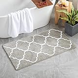 MIULEE Badematte rutschfest Badteppich Waschbar Badvorleger Badzimmermatte Weich Mikrofaser Duschvorleger Fußmatte Dekorativ Teppich Marokko Badezimmerteppich Badezimmer Wohnzimmer 70x120cm Hellgrau