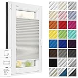 Estika® Plissee zum kleben 105 cm x 80 cm - Perle - Plissee ohne Bohren, Plissee kleben, Rollos für Fenster ohne Bohren, Jalousien Fenster für innen, Raffrollo, Fenster plissee