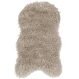 Pure Label Schaffell Lammfell Kunstfell Teppich – Moderne Wohnzimmer Deko - Schlafzimmer Deko für das Sofa, den Stuhl oder als Bettvorleger in Natur - 55x90cm