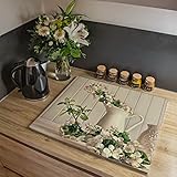 banjado® Herdabdeckplatte Glas 1-teilig 60x52 cm/Schneidebrett Herdabdeckung mit Motiv Stillleben Blüten/Herdabdeckplatten Ceranfeld 1teilig / Schneidebrett Glas individuell einsetzbar