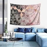 IUBBKI Wandteppich, 102 x 152 cm, Rosa und Grau, Farbverlauf, Würfel, Heimdekorationen für Schlafsaal