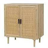 Finnhomy Sideboard Buffetschrank, Küchenschrank mit Rattan verzierten Türen, Likörschrank, Esszimmer, Flur, Schrankkonsole, Akzentschrank, 80 x 40 x 87 cm, Natur