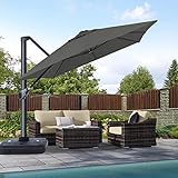 ABCCANOPY 270cm Ampelschirm Rechteckig Aluminium Sonnenschirm für den Außenbereich mit 360° Drehung für Pool und Garten, grau