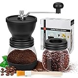 CHUER Manuelle Kaffeemühle - Keramikmahlwerk und Extra-Behälter mit Reinigungspinsel - Einstellbare Premium Espresso Handmühle für Feinsten, Frischgemahlenen Kaffee