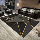 Tappeti Design Teppich Moderne Wohnzimmerteppiche 130 X 190 cm Schwarzer Grauer geometrischer Dreiecks-Goldfaden Soft Touch Large Area Wohnzimmer Teppiche Schlafzimmer Teppich 130 * 190cm