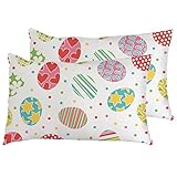 2Er Set Kissenbezüge Bunte Ostereier Sofa Dekoratives Kissenbezüge Waschbar Wohnkultur Wurfkissenbezügen, Für Garten, Draussen, 40X60Cm