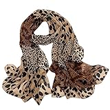 YEBIRAL Damen Leopardenmuster Punkt Schals Schals Winter Herbst Frühling Weich Chiffon Tücher Schal（160x60cm，Kaffee）