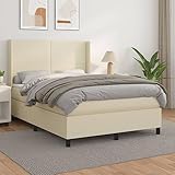 INLIFE Boxspringbett mit Matratze Creme 140x200 cm Kunstleder,74.62kg,3132383