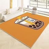 DJHWWD Teppich Kinderzimmer Mädchen Wohnzimmer Teppich Orange Cartoon-Becher Muster Schlafzimmer Anti-Milben Teppich Mädchen 120X180Cm Teppischsclafzimmer 3Ft 11.2''X5Ft 10.9''