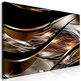 murando Wandbild Mega XXXL Abstrakt 160x80 cm Einteiliger XXL-Format Kunstdruck zur Selbstmontage Leinwandbilder moderne Bilder DIY Wanddekoration Wohnung Deko Welle schwarz Gold Silber a-A-0757-ak-e