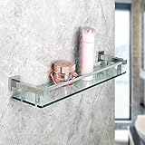 MAVNES Wandregal 5. 0cm Quadratisches Badezimmer Glasregale Regal, schwarzes Badezimmerregal, 304 Edelstahl Wandhalterung Duschraum Rack Glasregal Badezimmer Regal (Color : Polished Chrome)