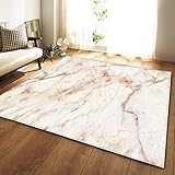 AIKARA Modern Teppich - Kurzflor Waschbar - Weich Teppich für Wohnzimmer, Schlafzimmer, Esszimmer – Weisser Marmor - 50 * 80CM