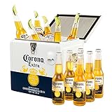 Corona Extra Coolbox - Kühltruhe mit 12 Flaschen internationales Premium Lagerbier, Geschenkpack, MEHRWEG Lager Bier Helles, Sortenreines Paket(12 x 0.355 l)