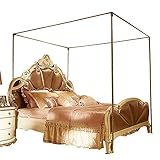 Usknxiu Moskitonetzhalter Vier Eckbett, Edelstahl Baldachin Moskitonetz Baldachin Rahmen, Bettüberdachung, Gestell für Twin/Full/Queen/California King/King Size Bett,1×2m Bed