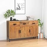 LAPOOH Sideboard, Kommode Schlafzimmer, Komodenschrank, Flur Möbel, Apothekerschrank, Wohnzimmerschrank, Beistellschrank, Flur Schrank, Braun 110x35x70 cm Massivholz Kiefer Recycelt