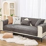 APLUSH Faux-Sofabezug für L-förmiges Schnittsofa,Schonbezug,Shaggy,1,2,3 Kissen,Couchbezug,rutschfest,Liegemöbelschutz (grau,1 Stück/109,2 x 109,2 cm)