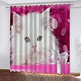 GOKSEL Vorhang Blickdicht Ösenschal 2 Stück x 75 B x 166cm H Tier weiße Katze Gardinen Wohnzimmer Thermo Gardinen Blickdicht Kinder Vorhänge Schlafzimmer Dekoschals Gardine