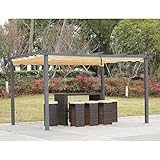 Angel Living Pergola Pavillon Gartenpavillon aus Aluminium in anthrazit, Dachrohre aus Stahl, Verstellbares Dach aus Polyester (3x4m, Beige)