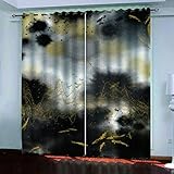 GSKOQD Vorhang Blickdicht Verdunkelungsvorhang Junge Mädchen Schlafzimmer Kinderzimmer Gardinen Mit Ösen 280X260Cm (B X H) 3D Abstrakte Goldene Doodle-Kunst Muster Ösenschal 2Er Set Vorhänge Blickd