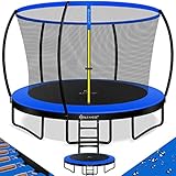 KESSER® Trampolin Ø 305 cm | TÜV Rheinland GS Zertifiziert | Gartentrampolin für Kinder bis 150 kg | Komplettset mit Sicherheitsnetz, Leiter, Randabdeckung und Zubehör