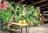 BeNsil Handgezeichnete Papageien-Pflanzen-Cartoon-TV-Hintergrund-Wandpapiere, Heimdekoration, 150 x 105 cm (59,1 x 41,3 Zoll)