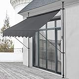 pro.tec Klemmmarkise Grau 250 x 118 x 205-300cm Markise Balkonmarkise Sonnenschutz ohne Bohren