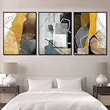 BLUEVI Moderne KunstdruckeZeitgenössische Wandkunst Minimalistisches einzeiliges Poster Schlafzimmer modernes Dekor Abstraktes Beige Wohnen neutraler Druck3 Stück 50x70cm ohne Rahmen