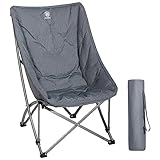 EVER ADVANCED Luxus Campingstuhl Faltbar 6CM Gepolstert, Klappstuhl 150KG Belastbar Kleines Packmaß, Extra Hohe Rückenlehne, Tragbarer Faltstuhl für Camping, Garten, Balkon, Picknick, Indoor, Grau