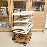 LAJUU Trocknerständer, Mobiles Kunst Trockenstange Für Heim- Oder Klassenzimmergebrauch, Kunststudioing Crafts Trockning Rack Metal Artwork Aufbewahrungsregal Mit Rädern, Raumsparende Rack/15 Regale