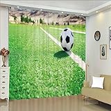 SJSXWQN Vorhang GrüNer FußBall Gardinen mit Ösen Vorhang Blickdicht Thermo Verdunklungsvorhänge Schiebegardinen für Schlafzimmer Wohnzimmer H 260 x B 140 cm 2er Set