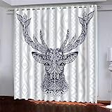 Gardinen 140 X 160 cm (B X H) Schönes Geweih Wärmedämmvorhang Curtain Lichtdicht Für Wohnzimmer Schlafzimmer Kinderzimmer 3D Gedruckt Polyester Vorhänge Isolierung Und Beschattung