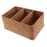 Angoily Schreibtisch-Aufbewahrungsbox Aus Stroh Fach-Organizer-Box Schubladenkörbe Schlüssel-Organizer-Box Korb Mit Trennwänden Organisatoren Und Aufbewahrung Für Badezimmer