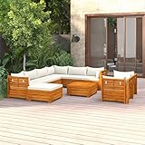 INLIFE 10-TLG. Garten-Lounge-Set mit Kissen Massivholz Akazie,144.9kg,3087294
