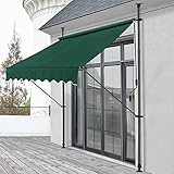 pro.tec Klemmmarkise Dunkelgrün 300 x 120 x 200-300cm Markise Balkonmarkise Sonnensegel Sonnenschutz ohne Bohren