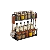 KIPPOT Küchenregale Mehrschichtige Arbeitsplatte Gap Narrow Spices Bottle Box Storage Gewürzregal Haken Kochutensilien Regal einfach