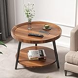 Couchtisch Rund Sofatisch Kaffeetisch Mit Dreieckiger Ablage Beistelltische Holz Wohnzimmertisch Skandinavischer Stil Für Wohnzimmer, Schlafzimmer, Robust Und Langlebig ( Color : Walnut , Size : 60*60