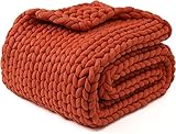 Wohndecke grob gestrickt,Decke Gestrickte Grobe Strickdecke Wolle Handgefertigt,Baumwolle, Grobstrick, Strickdecke, gemütliche modische Elegante Decke Bett Stuhl Sofa Stricken Sperrig Decke