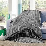 Decke Abstrakte Marmorkunst Ripple Fluit Schwarz Weiß Grau Naturstein Achat Leichte Couchdecke Warme Bettüberwurf Für Geburtstag Bett Weihnachten 80'x60'