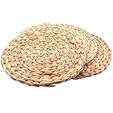 4 Stück natürliches Wasser gewebtes Tischset rund gewebtes Rattan Tischset Wasser Platzset Runde Pad gewebt Grün Hochzeit oder 30 cm