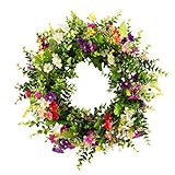 HooAMI 45cm Künstliche Türkranz Deko Kranz Dekorative Blumenkranz Wandkranz Für Frühling Sommer Alle Jahreszeiten Wanddekoration Hochzeitsfeier Festival Dekor