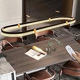 Moderne pendelleuchte esstisch Oval LED Lampe dimmbar mit Fernbedienung hängelampe Schwarz Esstischlampe Hängend Kronleuchter höhenverstellbar für Esszimmer Wohnzimmer Bürolampe küchenlampe 100cm,48W