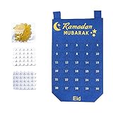 Ramadankalender Kinder,Adventskalender 2023 als Wandkalender aus Stoff zum Befüllen,schwarz & gold,hochwertig bestickt,Stoffbeutel,Geschenksäckchen,wiederverwendbar