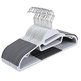 SONGMICS KleiderbÜgel Kunststoff, 20er Set, BÜgel mit U-fÖrmiger Öffnung, rutschfest, platzsparend, 0,5 cm dick, 41,5 cm lang, um 360° drehbarer Haken, hellgrau-dunkelgrau CRP41G