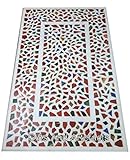 Gifts And Artefacts Indian Cottage Crafts Esstischplatte mit Eleganter Optik, weißer Marmor, rechteckige Form, 61 x 122 cm