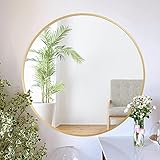 ZENIDA Spiegel Rund, 50x50 cm Wandspiegel Rund mit hochwertigen Gold Metallrahmen, Moderner Design großer Spiegel, für Diele, Badezimmer, Wohnzimmer und Mehr