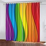 WIRMEC Vorhänge Kinderzimmer Blickdicht Ösenvorhang 2 Stücke H 140 X B 120 cm 3D Bunter Regenbogen Kreativ Muster Gardinen Mit Ösen Verdunkelungsvorhang Schlafzimmer Schallschutz Vorhang