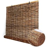 Retro Bambus Rollo Bambusrollo Anpassbar 40-150cm Breit Natural Schilf Vorhang, Sonnenschutz/UV-Schutz/Sichtschutz Raffrollo Jalousien, Handgewebter Seitenzug Rollos