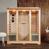HOME DELUXE – Infrarotkabine BALI XL – 175 x 120 x 190 cm - für 4 Personen, 8 Keramikstrahler, Holz: Hemlocktanne I Infrarotsauna, Sauna, Wärmekabine, Infrarot
